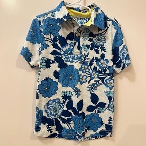 Swannies Bailey Boys Golf Polo Small 8 9 Blue floral moisture wicking breathable